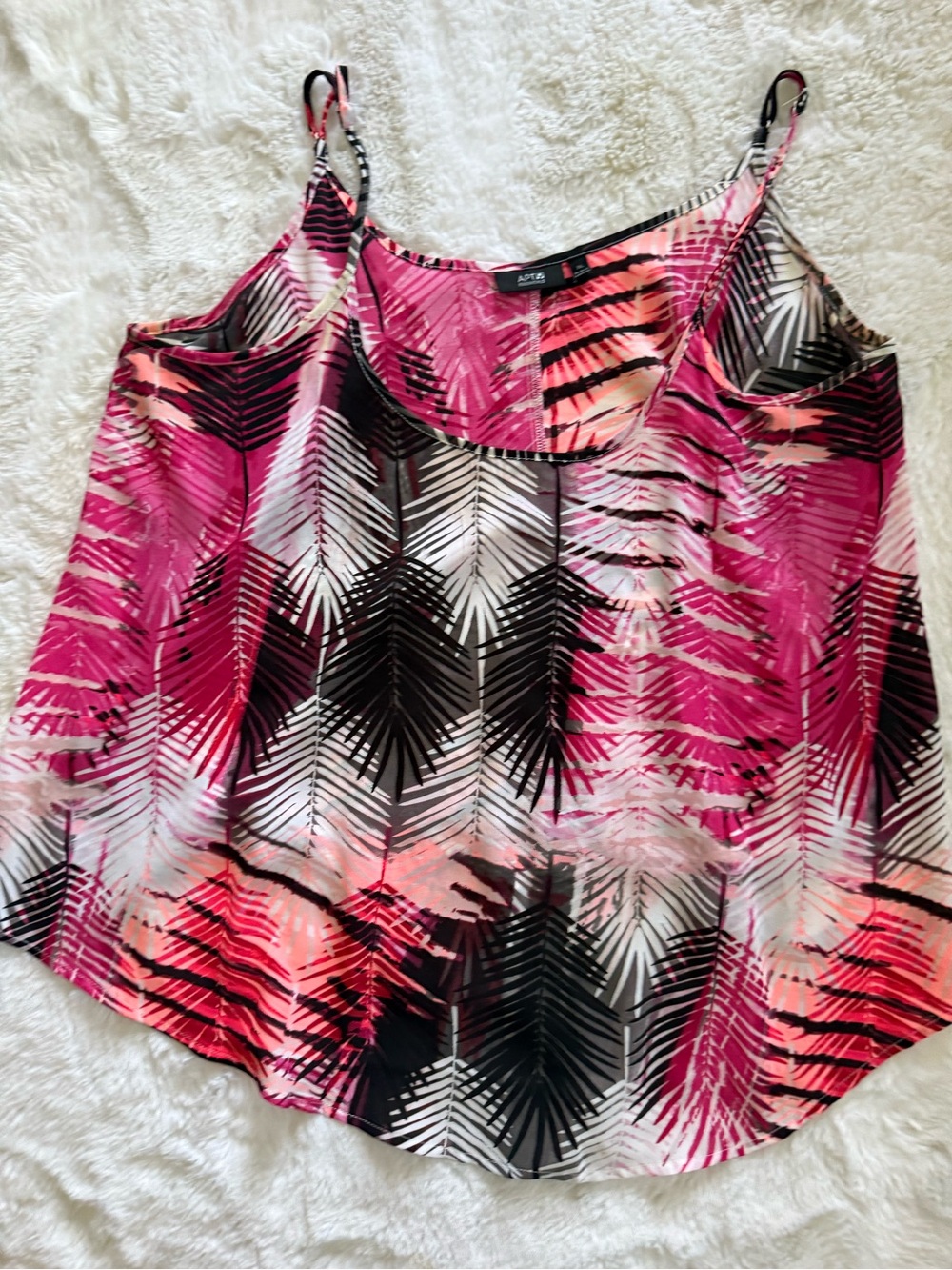Apt. 9 Pink and Black Palm-Print Spaghetti Strap Cami